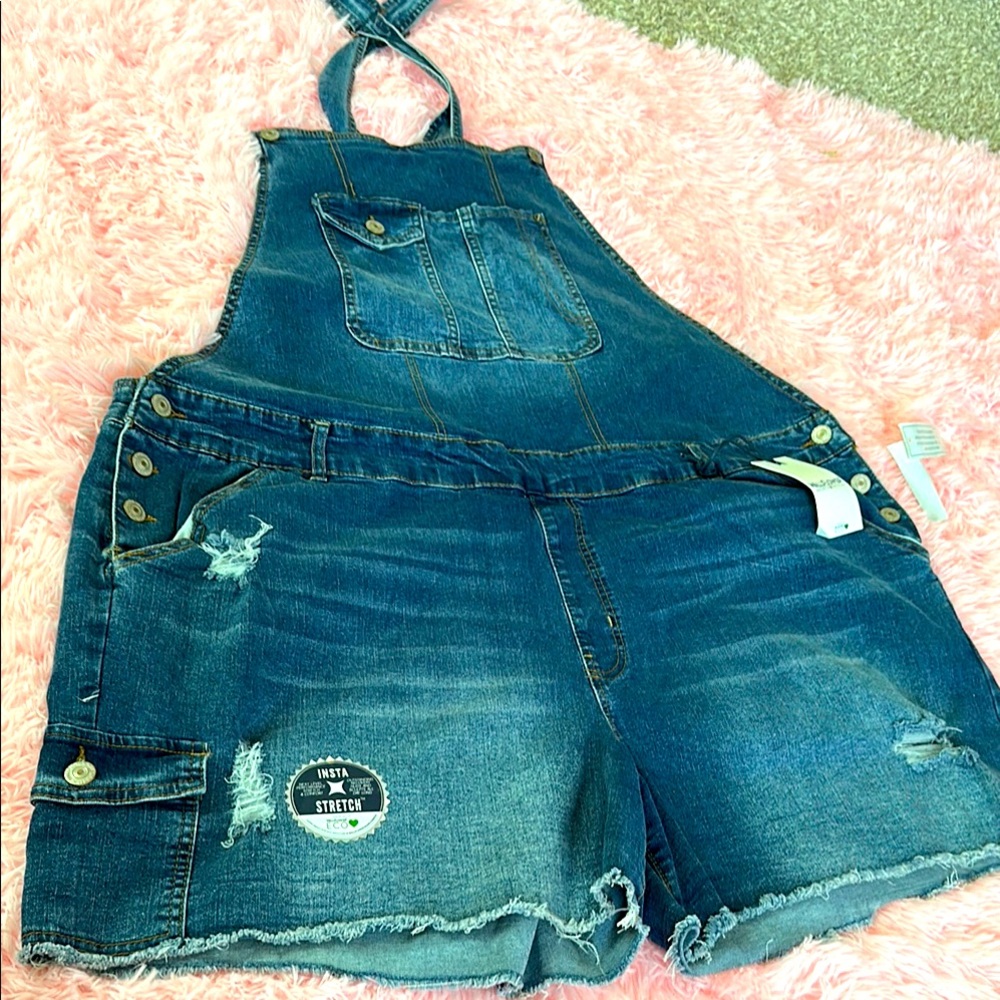 Wallflower Blue Denim Overall Shorts